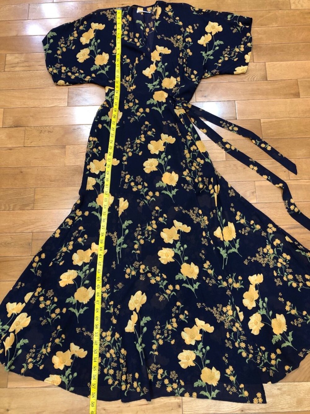 Reformation Winslow Maxi Wrap Dress Navy Yellow Floral Mademoiselle Sz M Poetic - Picture 11 of 11